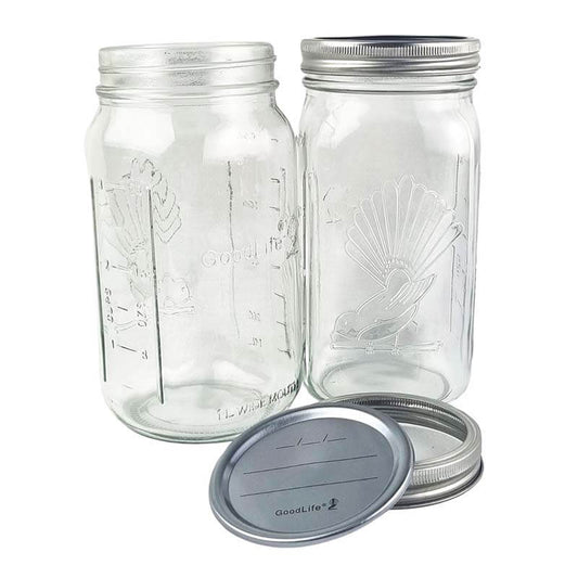 1 Ltr Preserving Jars with dome & band - sold in box lots