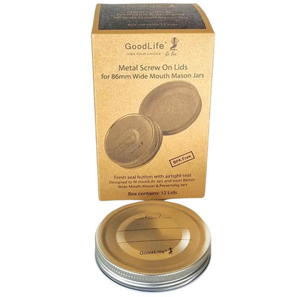 Metal Lids with Fresh Seal Button for preserving & storage 12 Pack