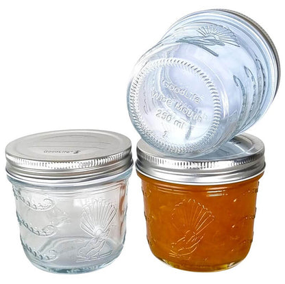 250ml Tapered Preserving Jars with pop top screw on lid - sold in box lots