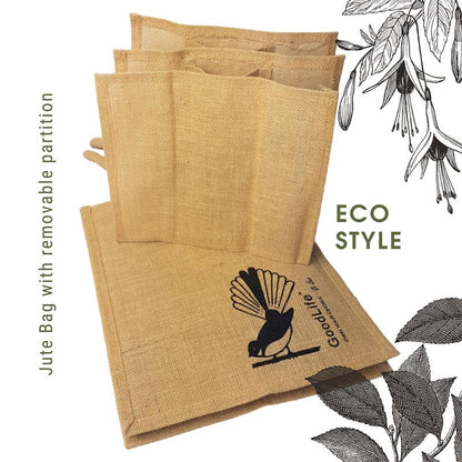 Removable Partition Jute Shopper Bag